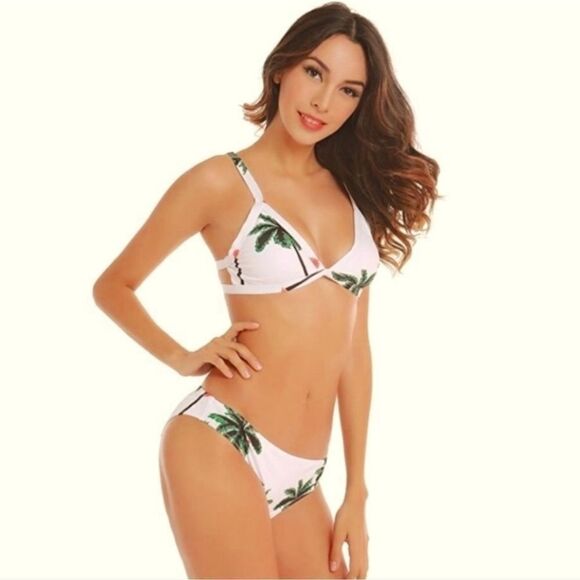 T&J Designs Bikini Tropical Palm Tree Strappy Back White Green Pink Vari… - Picture 6 of 12